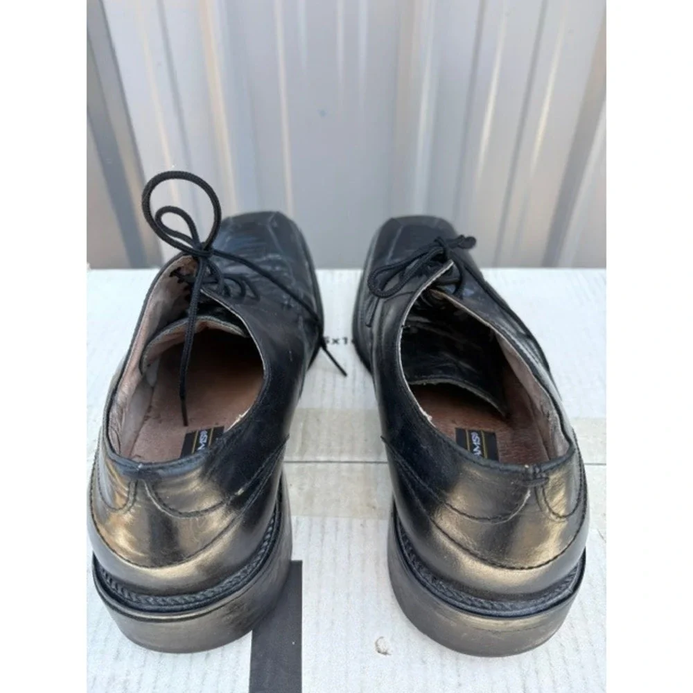 Stacy Adams Mens Black Leather Square Toe Genuine Snake Skin Oxford Shoes 8.5M